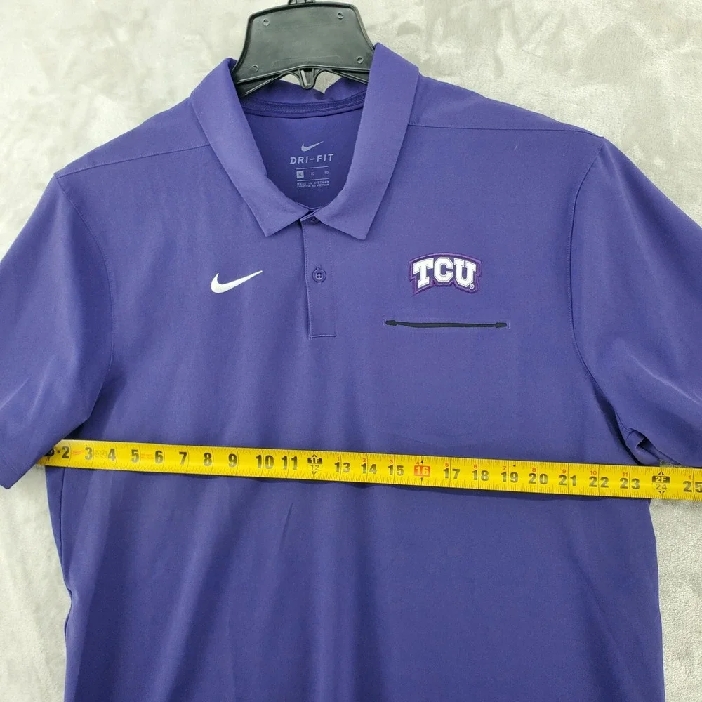Nike DRI-FIT Performance TCU Horned Frogs Purple Men's Polo‎ size XL